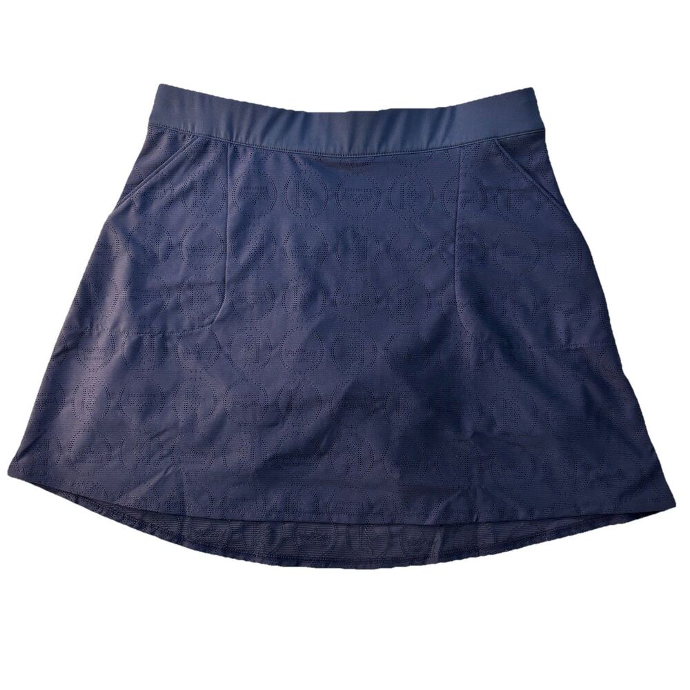 Peter Millar Golf Tennis Skirt Skort Size M Navy Blue Pointelle Crown Design
